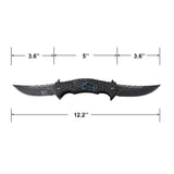 Dark Side Blades Spring Assist Double Bladed Liner Lock Knife Black 3Cr13MoV Steel Blades/Black Stainless-Steel Handle with Skull & Chains (Blue) SKU DS-A2010BL