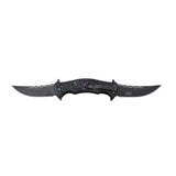 Dark Side Blades Spring Assist Double Bladed Liner Lock Knife Black 3Cr13MoV Steel Blades/Black Stainless-Steel Handle with Skull & Chains (Purple) SKU DS-A2010PL
