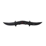 Dark Side Blades Spring Assist Double Bladed Liner Lock Knife Black 3Cr13MoV Steel Blades/Black Stainless-Steel Handle with Skull & Chains (Red) SKU DS-A2010RD