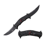 Dark Side Blades Spring Assist Double Bladed Liner Lock Knife Black 3Cr13MoV Steel Blades/Black Stainless-Steel Handle with Skull & Chains (Red) SKU DS-A2010RD