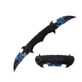 Dark Side Blades Spring Assist Double Bladed Liner Lock Knife Black with Blue Dragon 3Cr13MoV Steel Blades/Black Aluminum Handle SKU DS-A2011BL