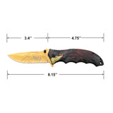 Dark Side Blades Spring Asist Liner Lock Knife Gold Electroplated Dragon 3Cr13MOV Steel Blade/Aluminum Gray Dragon Handle SKU DS-A2014GR