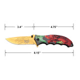Dark Side Blades Spring Assist Liner Lock Knife Gold Electroplated Dragon 3Cr13MoV Steel Blade/Aluminum Red Dragon Handle SKU DS-A2014RD