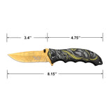 Dark Side Blades Spring Assist Liner Lock Knife Gold Electroplated Snake 3Cr13MoV Steel Blade/Aluminum Black & Yellow Snake Handle SKU DS-A2014SN