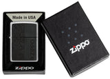 Zippo Black Leather Logo Street Chrome Windproof Lighter