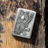 Zippo Wolf Pack Emblem Brushed Chrome Windproof Lighter