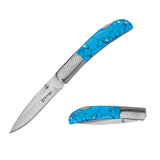 Elk Ridge Manual Lock Back Knife Satin Finish 3Cr13MoV Stainless-Steel Blade/Blue POM Handle & Steel Bolster SKU ER-2006BL