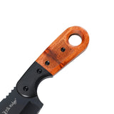 Elk Ridge Full Tang Fixed Blade Knife w/Leather Sheath Black 3Cr13MoV Stainless-Steel Blade/Wood Handle SKU ER-FIX113BK