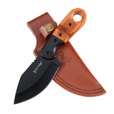 Elk Ridge Full Tang Fixed Blade Knife w/Leather Sheath Black 3Cr13MoV Stainless-Steel Blade/Wood Handle SKU ER-FIX113BK