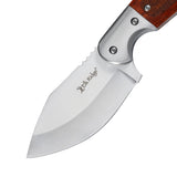 Elk Ridge Full Tang Fixed Blade Knife w/Leather Sheath Satin finish 3Cr13MoV Blade/wood Handle SKU ER-FIX113SL