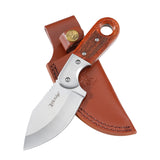 Elk Ridge Full Tang Fixed Blade Knife w/Leather Sheath Satin finish 3Cr13MoV Blade/wood Handle SKU ER-FIX113SL