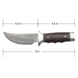 Elk Ridge Full Tang Fixed Blade Knife w/Leather Sheath Damascus Steel Blade/Wood Handle SKU ER-FIX116DM