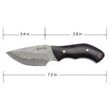 Elk Ridge Full Tang Fixed Blade Knife w/Leather Sheath Damascus Steel Blade/Wood Handle SKU ER-FIX118DM