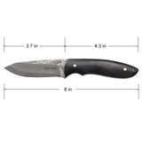Elk Ridge Full Tang Fixed Blade Knife w/Leather Sheath Damascus Steel Blade/Wood Handle SKU ER-FIX119DM