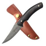 Elk Ridge Full Tang Fixed Blade Knife w/Leather Sheath Damascus Steel Blade/wood Handle SKU ER-FIX120DM