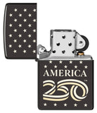 Zippo America250 Stars Design High Polish Black Lighter