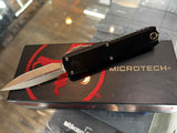 Microtech UTX-85 Gen III OTF Knife Double Edge Stonewash M390 Stainless-Steel Blade/Black Aluminum Handle SKU 1232-10