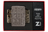 Zippo Reverse Carve Armor® Black Ice® Windproof Lighter