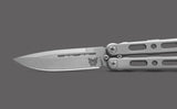 Benchmade Laro Balisong Butterfly Knife Drop Point Stonewash CPM-Magnacut Steel Blade/Gray 6AI-4V Titanium Handle SKU 82