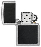 Zippo Black Leather Emblem Street Chrome Windproof Lighter