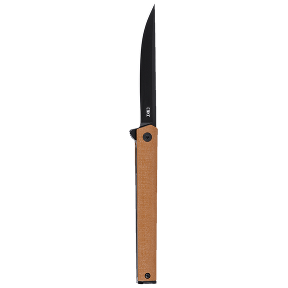 Columbia River CEO Flipper Liner Lock Knife Black AUS 8 Steel Blade/Desert Tan GRN Handle CRKT SKU 7097DK