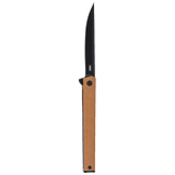 Columbia River CEO Flipper Liner Lock Knife Black AUS 8 Steel Blade/Desert Tan GRN Handle CRKT SKU 7097DK
