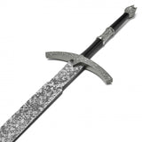 LOTR Replica Witch King Sword w/Plaque 54" Overall Textured Steel Blade/Black & Silver Handle SKU FS225B