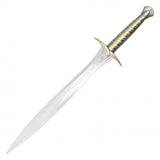 LOTR Replica Sting Sword w/Brown & Gold Scabbard 23.5" Overall Silver Metal Blade/Silver & Gold Handle SKU FS272BR