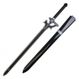 Kirito Elucidator Replica Sword w/Scabbard Carbon Steel Blade/Carbon Steel Black Faux Leather Wrapped Grip SKU FS28