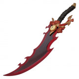 Replica Cosplay Demon King Dagger w/Wooden Stand Two-Tone Red Stainless-Steel Blade/Brown Handle with Gold 24.75" Overall SKU FS332