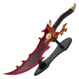 Replica Cosplay Demon King Dagger w/Wooden Stand Two-Tone Red Stainless-Steel Blade/Brown Handle with Gold 24.75" Overall SKU FS332