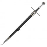 LOTR Replica Cosplay Anduril Sword w/Strapped Black Sheath Etched Stainless-Steel Blade/Silver & Black Handle 47.25" Overall SKU FS64B