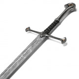 LOTR Replica Cosplay Anduril Sword w/Strapped Black Sheath Etched Stainless-Steel Blade/Silver & Black Handle 47.25" Overall SKU FS64B