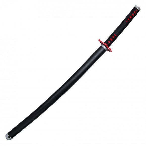 Replica Cosplay Demon Slayer Katana Full Tang Battle Ready 1045 Carbon Steel Blade/Black Cord Wrapped Red Ray Skin Handle 38.75