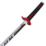 Replica Cosplay Demon Slayer Katana Full Tang Battle Ready 1045 Carbon Steel Blade/Black Cord Wrapped Red Ray Skin Handle 38.75" Overall SKU KON44