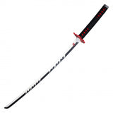 Replica Cosplay Demon Slayer Katana Full Tang Battle Ready 1045 Carbon Steel Blade/Black Cord Wrapped Red Ray Skin Handle 38.75" Overall SKU KON44