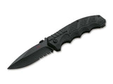 Heckler & Koch by Boker SFP Tactical Liner Lock Knife Black D2 Half Serr. Stainless-Steel Blade/Black Polypropylene Handle SKU 01HK501