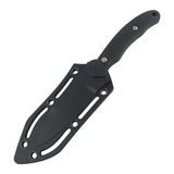 Hunt-Down 6.5" Thin Style Full Tang Hunting Knife w/Sheath Black 3CR13 Stainless-Steel Serrated Blade/Black Handle SKU 13488