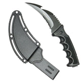 Hunt-Down Fixed Blade Karambit Knife w/Sheath Black 3CR13 Steel Construction Blade/Black Handle SKU 13827