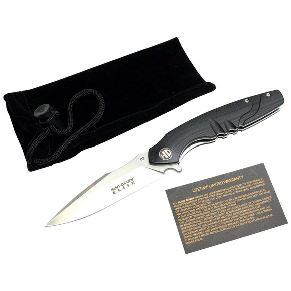 Hunt-Down Elite Ball Bearing Folding Knife D2 Steel/Black G10 Handle SKU MS21