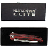 Hunt-Down Elite Ball Bearing Folding Knife D2 Steel/Black & Red G10 Handle SKU MS32