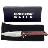 Hunt-Down Elite Ball Bearing Folding Knife D2 Steel/Black & Red G10 Handle SKU MS32