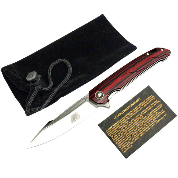 Hunt-Down Elite Ball Bearing Folding Knife D2 Steel/Black & Red G10 Handle SKU MS32