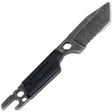 Hunt-Down Full Tang Fixed Blade Knife with Wrench Tool, Firestarter, and Sheath Stonewashed Black