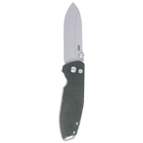 Columbia River Squid XM Button Lock Knife Stonewash D2 Tool Steel Blade/Green Micarta Handle SKU CRKT 2495GR
