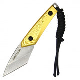 Wartech Yellow Micro Fixed Blade with Sheath Stonewash 3CR13/Aircraft Alum. SKU HWT308YLSKU