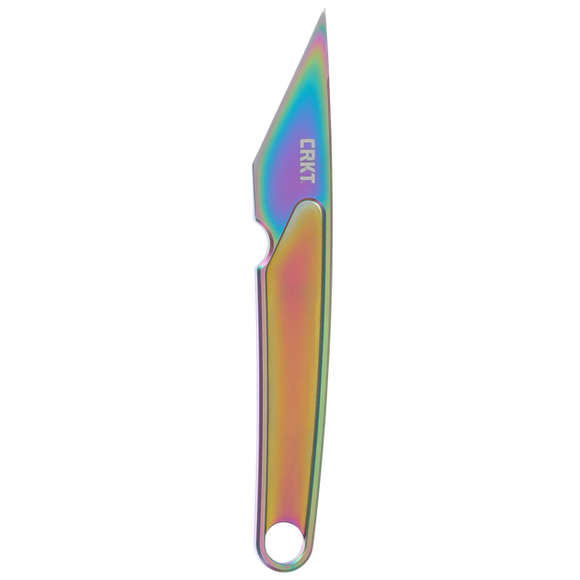Columbia River HangTi Fixed Blade Neck Knife w/Sheath Iridescent Titanium Blade & Handle CRKT SKU 7065P