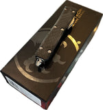 Microtech Ultratech T/E Signature Series OTF Knife Tanto M390 SS Blade/Aircraft Alum. & Carbon Fiber Handle SKU 123-4CFS
