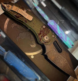 Microtech Stich Standard Outbreak Automatic Knife Bohler M390 Steel Blade/Green Splatter Aluminum Handle SKU 169-10BS