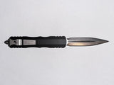 Microtech Dirac Auto OTF Double Edge Knife Stonewash SS Blade/Black Alum. Handle SKU 225-10